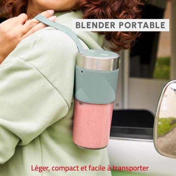 Moulinex Lightmix, bærbar blender, 300 ml, Eucalyptus, LM1C0410