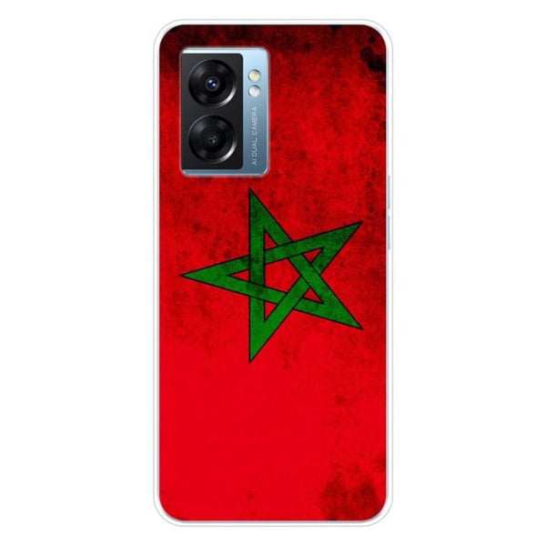 1001Coques - Silikonfodral kompatibelt med Oppo A77 5G A57 4G A57 5G - Marockansk flaggmotiv - Originaldesign tryckt i Frankrike