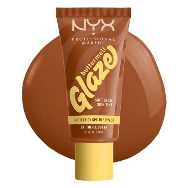 NYX Professional Makeup Buttermelt Glaze Tint, Foundation SPF30 upp till 12 timmars hållbarhet, Toffee Butta