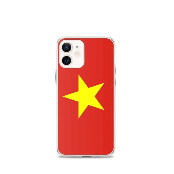 Telefonfodral – Vietnams flagga – Kompatibel med iPhone 12 mini – Mjuk plånbok – Slitstark och stötresistent - Silikon - Pixelforma