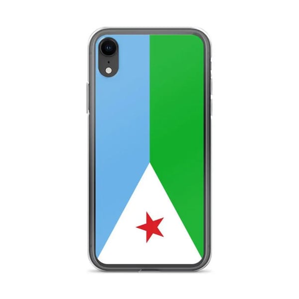 Mobilskal – Djiboutis flagga – Kompatibel med iPhone XR – Mjuk fodral – Stöttålig och chockresistent – Silikon – Pixelforma