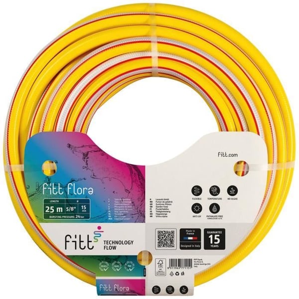 FITT - Flora gul slange 6 lag intensiv brug 15mm x 25m