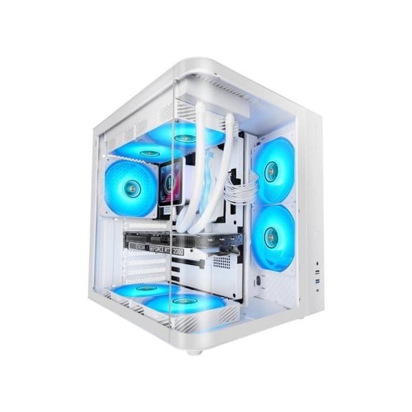 Mars Gaming MC-CURV Gamingchassi ATX Tri-Crystal Templat Dubbelkammare USB-C Vit