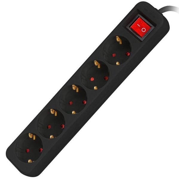 Multiprise - Lanberg - 5 Schuko-uttag - 1,5 m - Svart - Inomhus