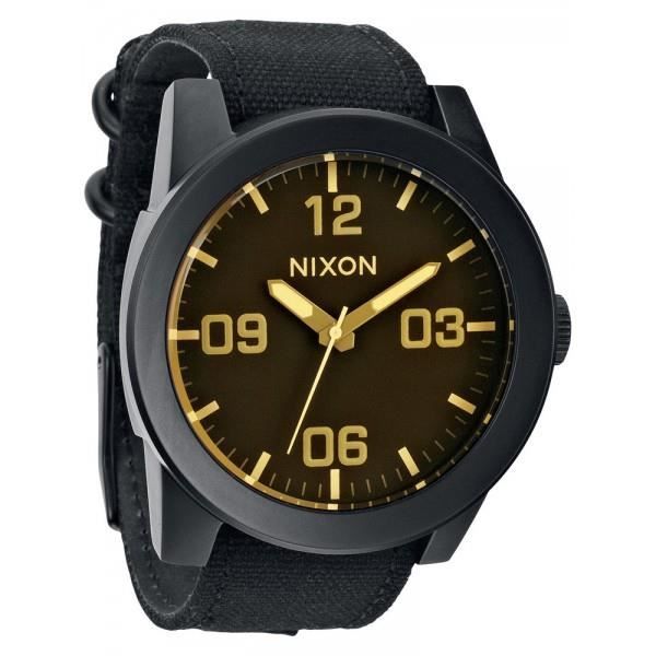 Klocka - Nixon - Corporal - Mattsvart - Orange Tint - Läder