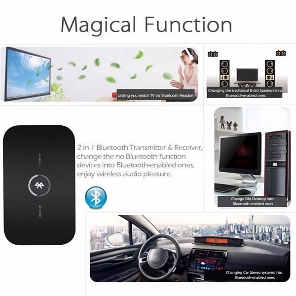 Bluetooth-lähetin-vastaanotin, ELEGIANT B6 monikäyttöinen Bluetooth 2-in-1 audio-lähetin ja Bluetooth-vastaanotin sovitin.