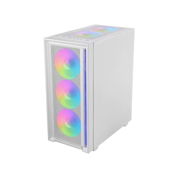 Gamingchassi ATX - Mars Gaming - MC-AIR - 4 FRGB 120mm-fläktar - Mesh-framsida - Härdat glas vit