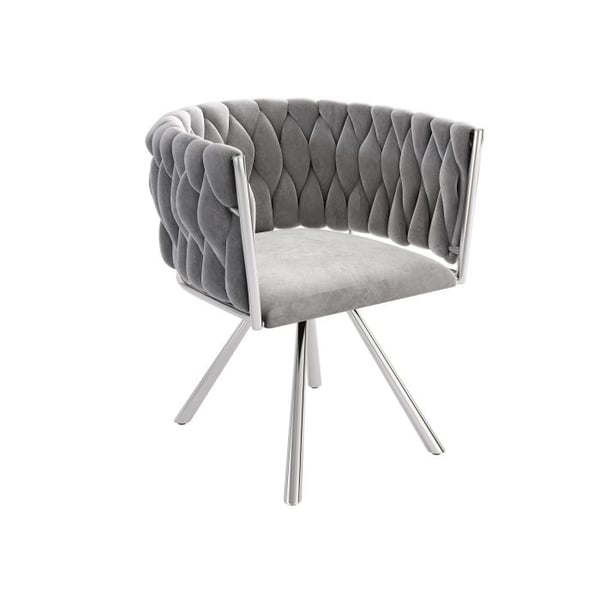 Spisestol - MUVOE - Grå velour - 360° drejelig - Sæt af 4 - Moderne design
