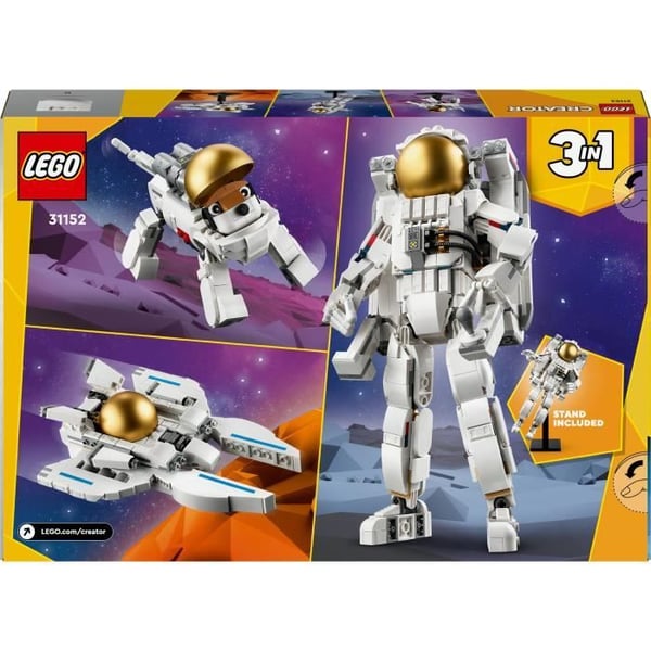 LEGO® 31152 Creator 3i1-astronaut i rummet, byggelegetøj med hund og rumfærge, dekoration