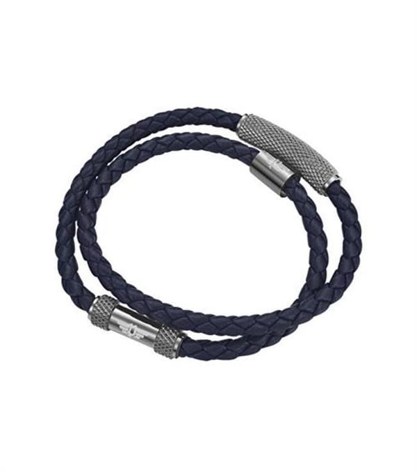 Armband - POLICE - PEAGB0001122/23 - Blå läder - Längd 40 cm - Tidlös dubbel design