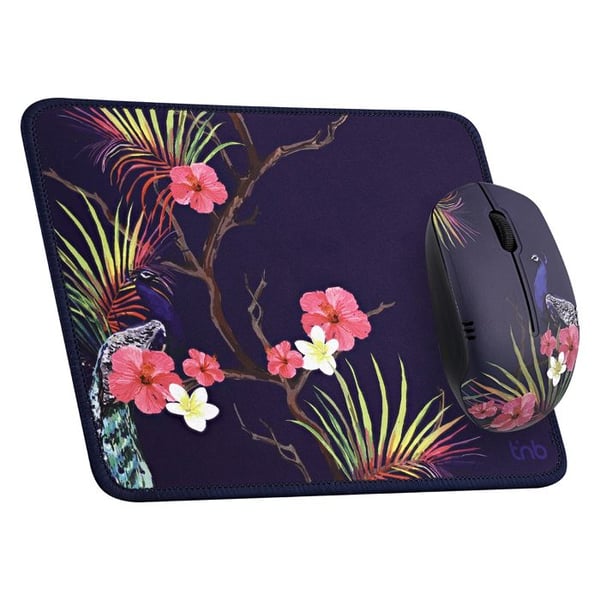T'nB - Paket Musmatta + Ergonomisk Mus, Design Tropic, Exklusiv Design - Lila