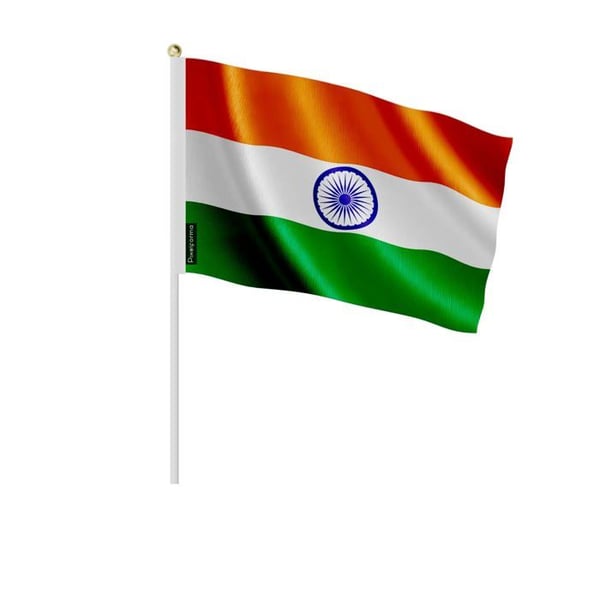 Mini Indienskt Flagga – 14 x 21 cm – Att Hålla i Handen – Polyester – 1 styck – Pixelforma