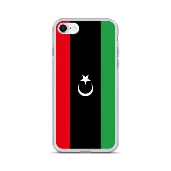 Mobilskal – Libyens flagga – Kompatibel med iPhone 8 Plus – Mjukt fodral – Slitstarkt och stötbeständigt - Silikon - Pixelforma