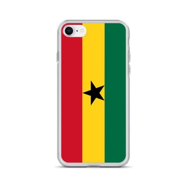Mobilskal – Ghana Flagga – Kompatibel med iPhone SE – Mjuk Fodral – Slitstark och Stötsäker - Silikon - Pixelforma