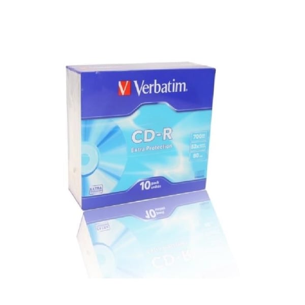 Verbatim CD-R - P10 - 80min - Tunt fodral - 700 MB - 52x Verbatim CD-R - P10 - 80min - Tunt fodral - 700 MB - 52x