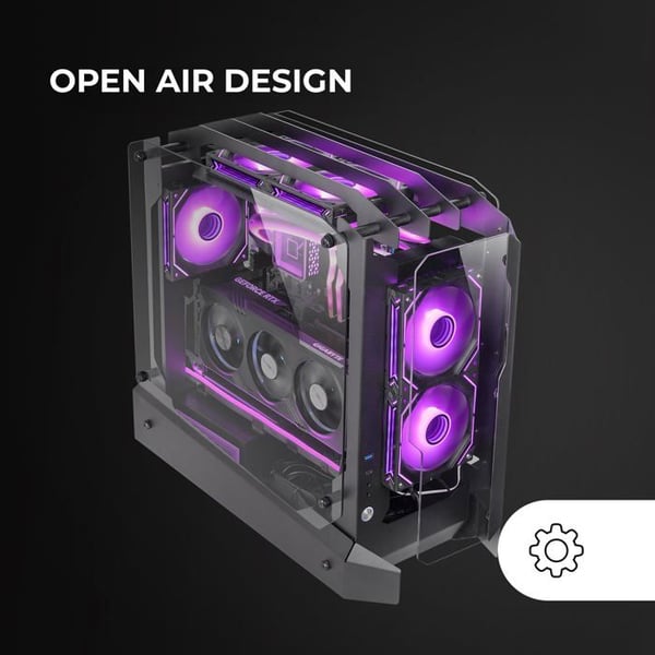 ATX Gaming Chassi - Mars Gaming - MC-EDGE - Öppen Luftdesign - Tri-pannå Av Härdat Glas - USB-C och USB 3.0