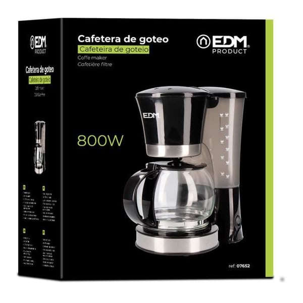 Elektrisk Kaffebryggare - EDM - 12 koppar - 800W - Programmerbar - Svart