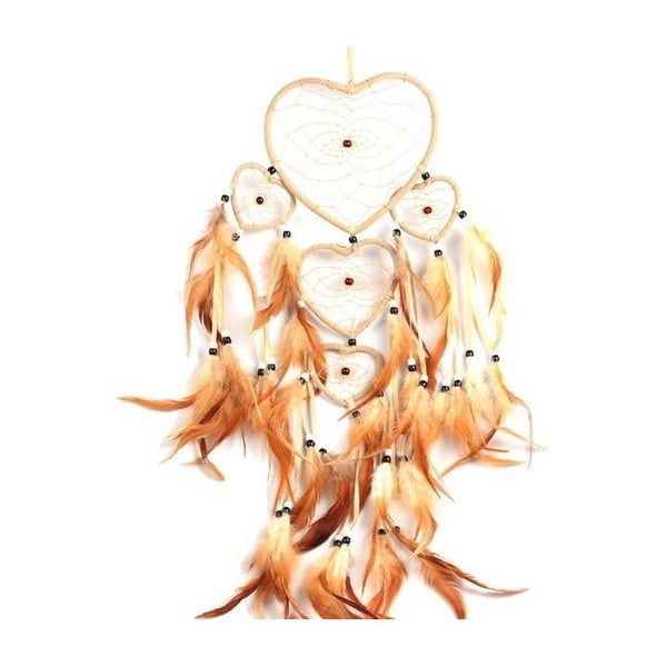 Dreamcatcher Hearts pärlor och fjädrar Brun Sensor Drömfångare