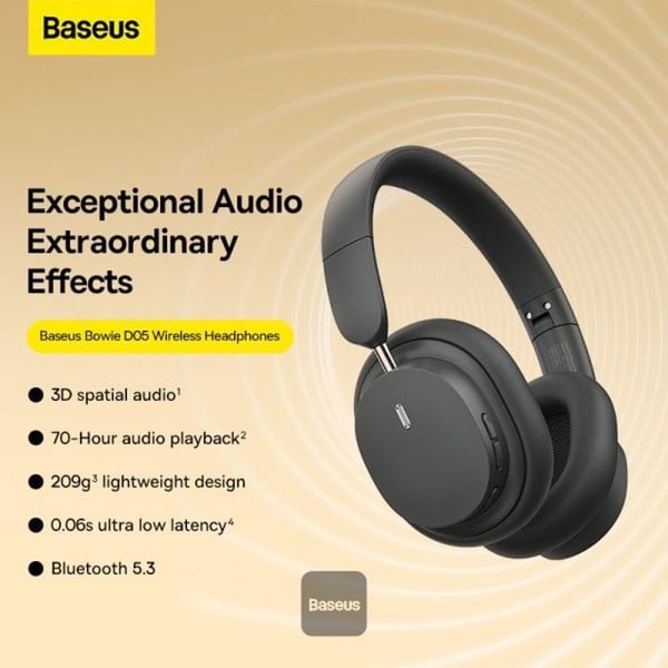 BASEUS Bowie D05 Trådlöst Bluetooth Headset Vikbara HiFi Stereo Musikhörlurar