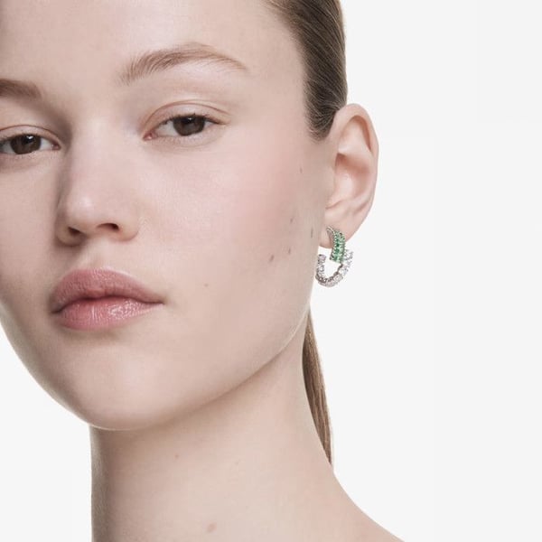 Øreringe - SWAROVSKI - Matrix Creoler - Krystal - Metal - Grøn og Gennemsigtig