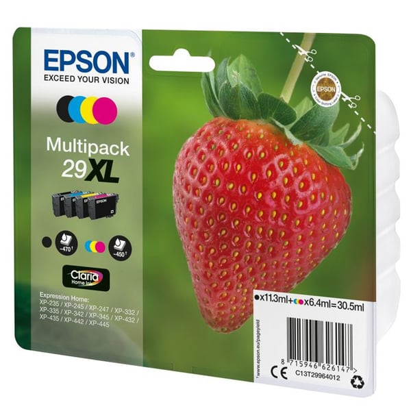 EPSON Multipack Strawberry Ink Cartridge - Sort, Cyan, Magenta, Gul (XL)