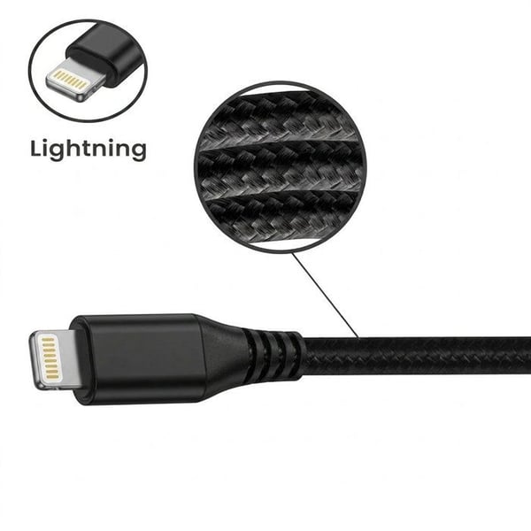 PH26 Nylonflätad Kabel 1 Meter för iPhone 6s, USB A till Lightning-kabel, Laddning och Dataöverföring