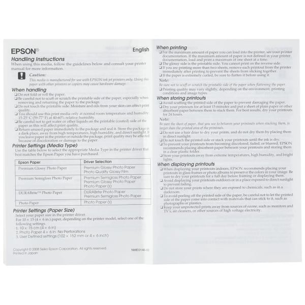 EPSON Premium glansigt fotopapper - 130x180 mm - 30 ark - 255 g/m2