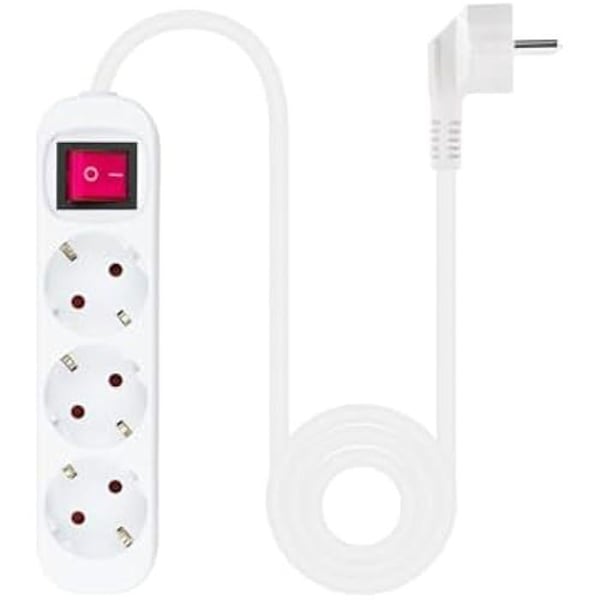 NANOCABLE 10.38.0003 Power Strip - 3 uttag med strömbrytare - 1,4 m - Vit