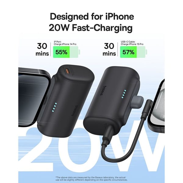 Strömbank - BASEUS - P10068307413-00 - 5000 mAh - 20 W - Svart