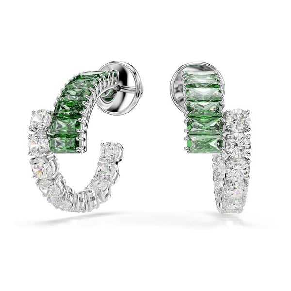 Øreringe - SWAROVSKI - Matrix Creoler - Krystal - Metal - Grøn og Gennemsigtig