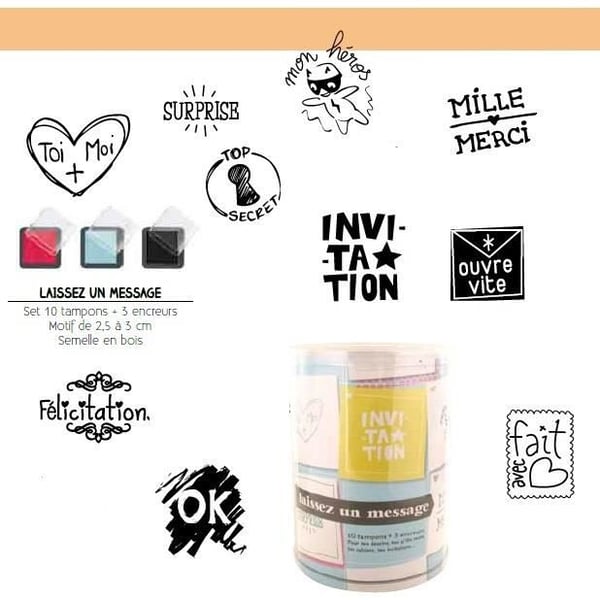 Stämpelset - MEGACREA DIY - 10 stämplar och 3 stämpeldynor - Flerfärgad - För barn - Unisex