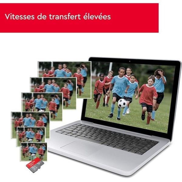 SanDisk Ultra 32 GB microSDHC-minneskort + SD-adapter Grå och röd