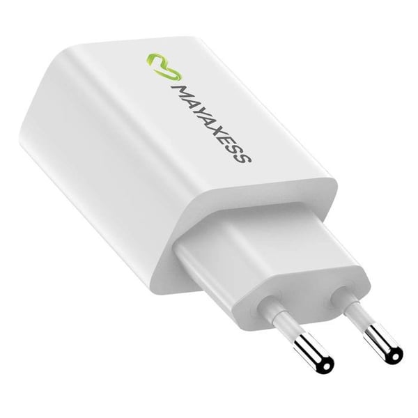 Laddare - MAYAXESS - USB-C 20W - Kompatibel med Galaxy S25 - Snabbladdning - Vit