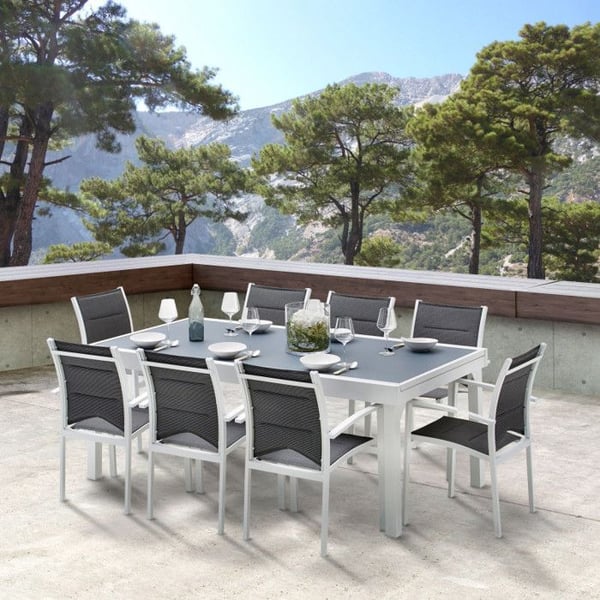 Salon de jardin Set Modulo T 8/12 + F 8 Full Glass White Wilsa Garden