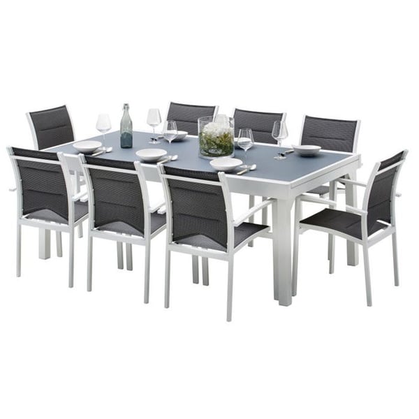 Salon de jardin Set Modulo T 8/12 + F 8 Full Glass White Wilsa Garden