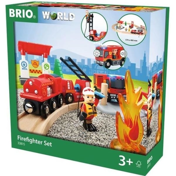 Brio World Circuit Action Firefighter - Komplett set i 18 delar - Tågbana i trä - Ravensburger - Blandat från 3 år - 33815
