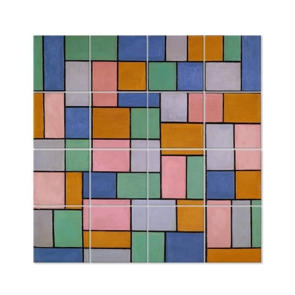 Legendarte - Multi Panel Painting Composition in Dissonances - Theo van Doesburg cm. 200x200 (16 paneler)