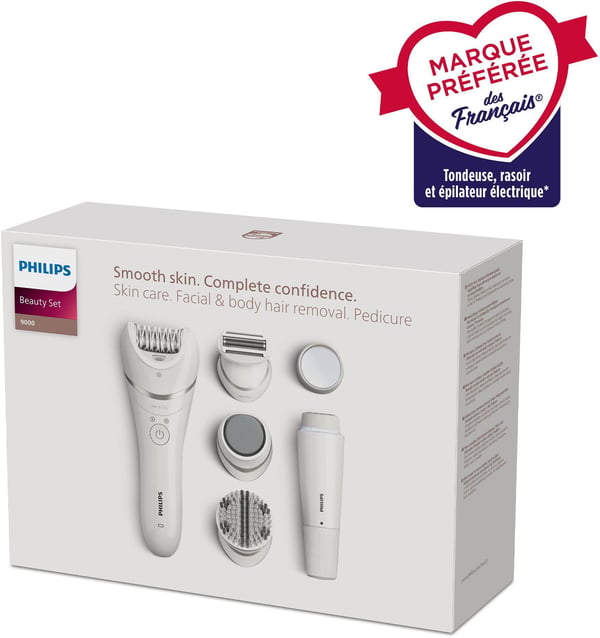 Elektrisk epilator - Philips - BRE770/92 - 9 tillbehör - 2 hastigheter - Tvättbart huvud