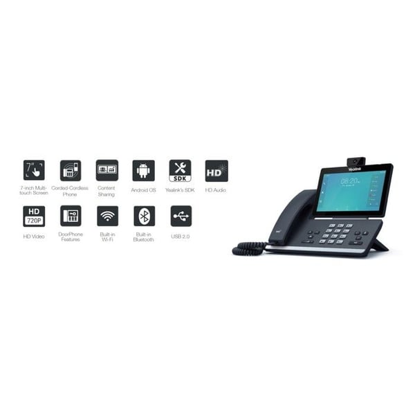 IP-telefon - YEALINK - T58a - Inbyggd kamera - Nattvision - 2MP (1080p)