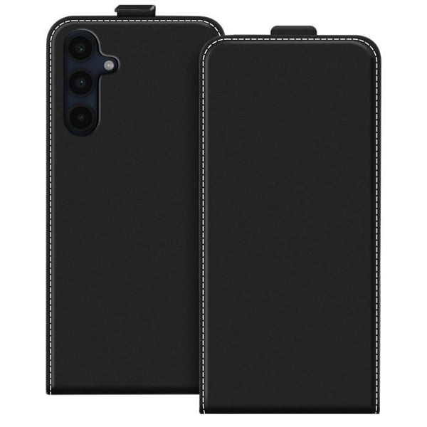 Huskläpp Vertikal - Samsung - Galaxy A16 - Svart - Syntetläder - Inbyggd kortförvaring