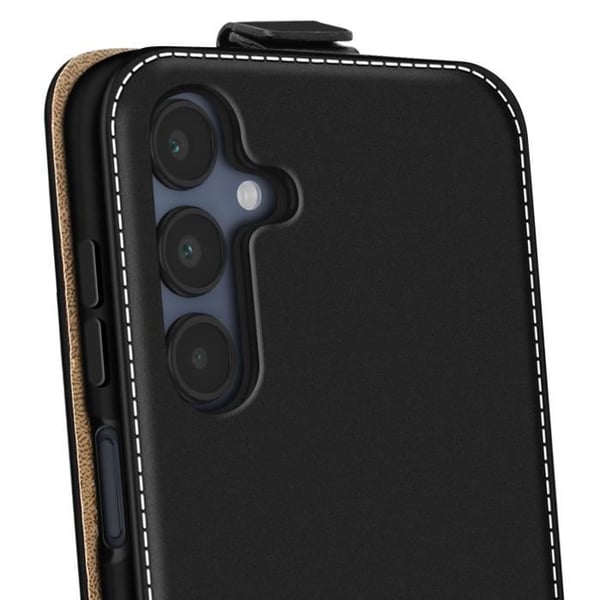 Huskläpp Vertikal - Samsung - Galaxy A16 - Svart - Syntetläder - Inbyggd kortförvaring