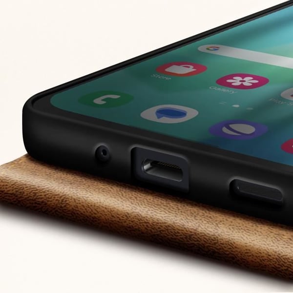 Huskläpp Vertikal - Samsung - Galaxy A16 - Svart - Syntetläder - Inbyggd kortförvaring