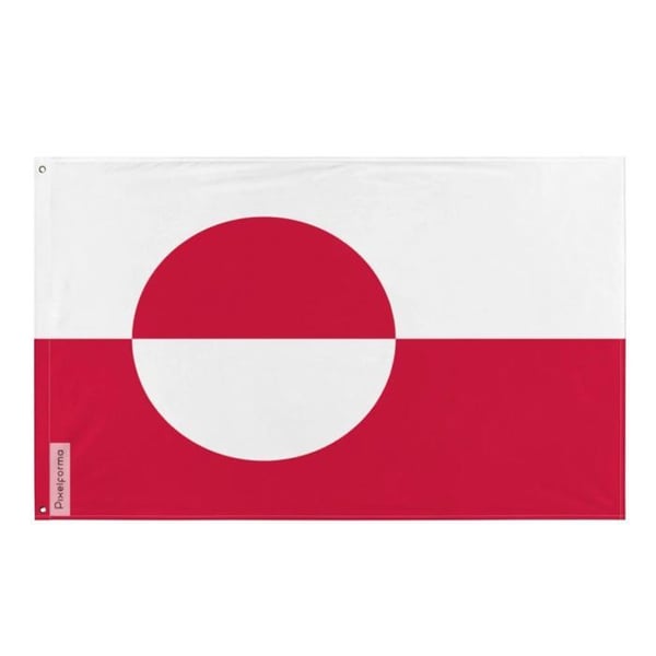Grönlands flagga – 120 x 180 cm – Motståndskraftig polyester – 2 metallöljett – Inomhus-/Utomhusbruk – Pixelforma