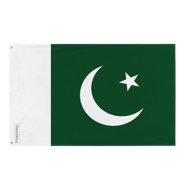 Pakistans flagga – 192 x 288 cm – Hållbar polyester – 2 metalöglor – Inomhus-/Utomhusbruk – Pixelforma