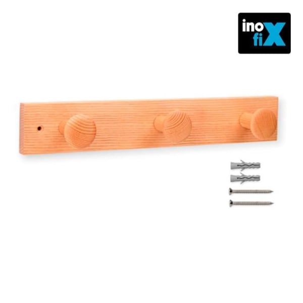 Askträ 3-knapps hängare med naturlig struktur. inofix