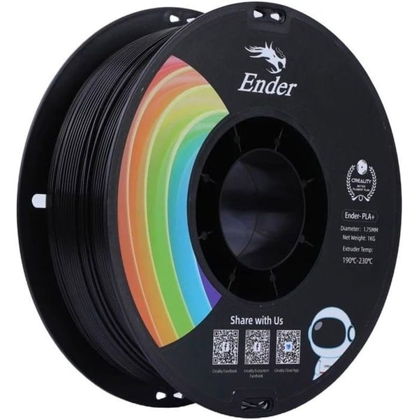 Filament PLA - CREALITY - Ender - 1kg - 1,75 mm - Svart - Temperatur 230 °C