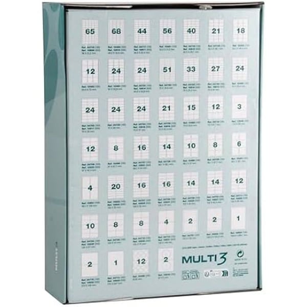 Självhäftande etiketter - MULTI3 - 105 x 29 mm - 500 ark - Färg: Vit - Blandat
