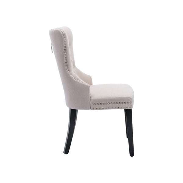 Spisestole - MUVOE - Beige lin - 4 stk. - Massivtræ ben - Armlæn