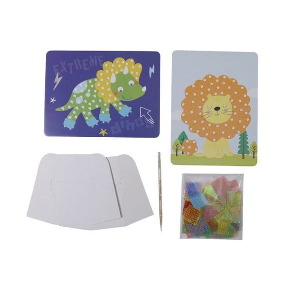 MégaCréa DIY - Kreativ tygtavla kit med lejon och dinosaurie 2 delar