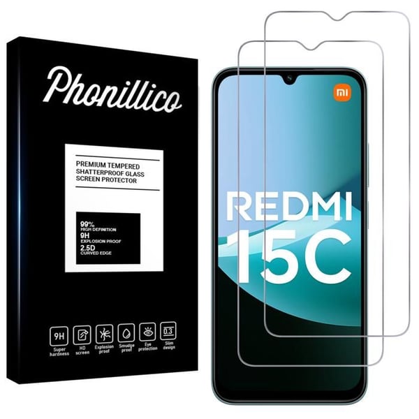 Härdat glas för Xiaomi Redmi 15C 4G [Pack 2] Skärmskyddsfilm Phonillico®